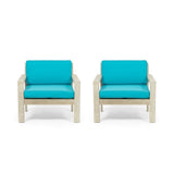 Santa Ana Outdoor Acacia Wood Club Chairs with Cushions (Set of 2) by Christopher Knight Home