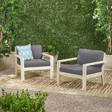 Santa Ana Outdoor Acacia Wood Club Chairs with Cushions (Set of 2) by Christopher Knight Home