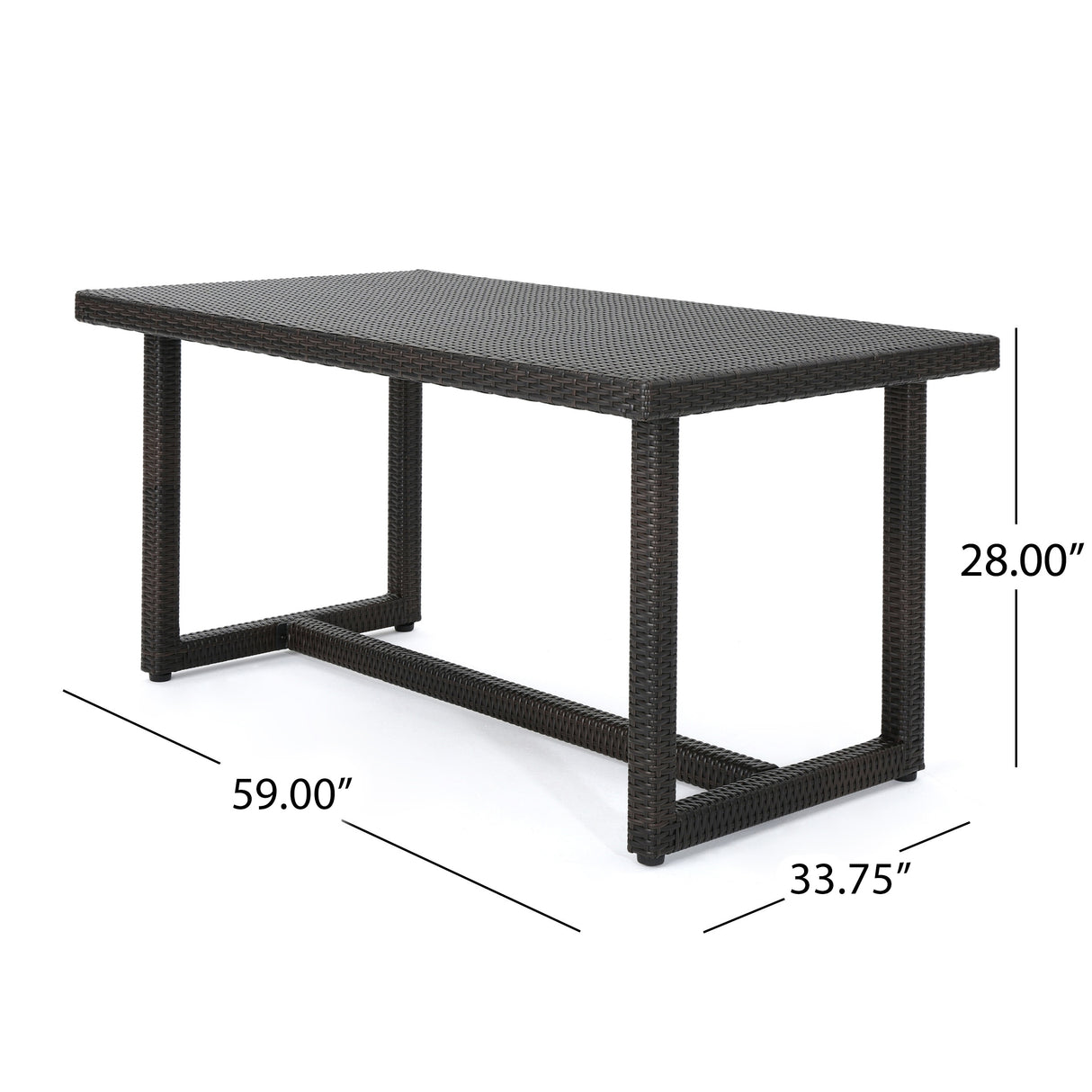 Santa Rosa Outdoor 59-inch Rectangle Wicker Dining Table by Christopher Knight Home - 28.00"H x 59.00"L x 34.00"D