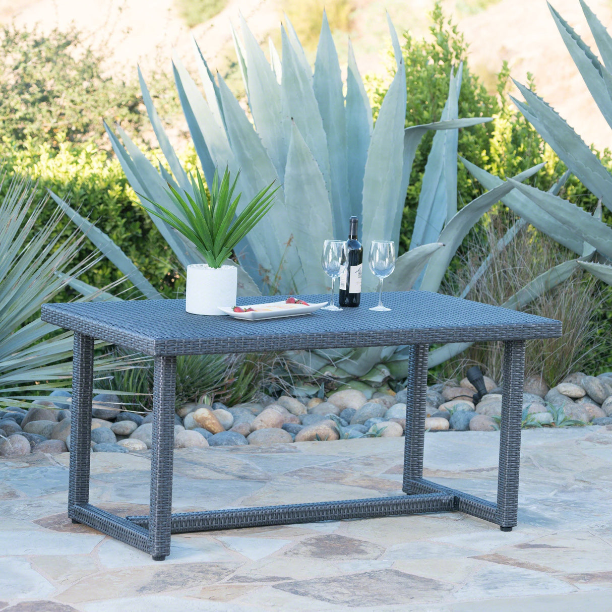 Santa Rosa Outdoor 59-inch Rectangle Wicker Dining Table by Christopher Knight Home - 28.00"H x 59.00"L x 34.00"D