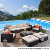 Santa Rosa Outdoor 6 Seater Wicker Sectional with Aluminum Frame by Christopher Knight Home