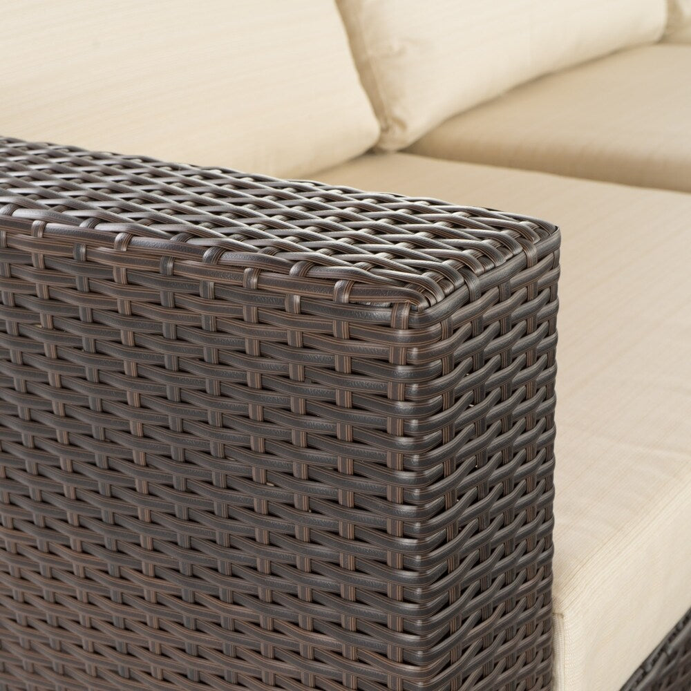 Santa Rosa Outdoor 6 Seater Wicker Sectional with Aluminum Frame by Christopher Knight Home