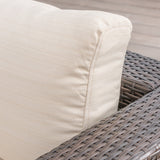 Santa Rosa Outdoor 7-Piece Rectangle Aluminum Wicker Dining Sofa Set with Cushions by Christopher Knight Home