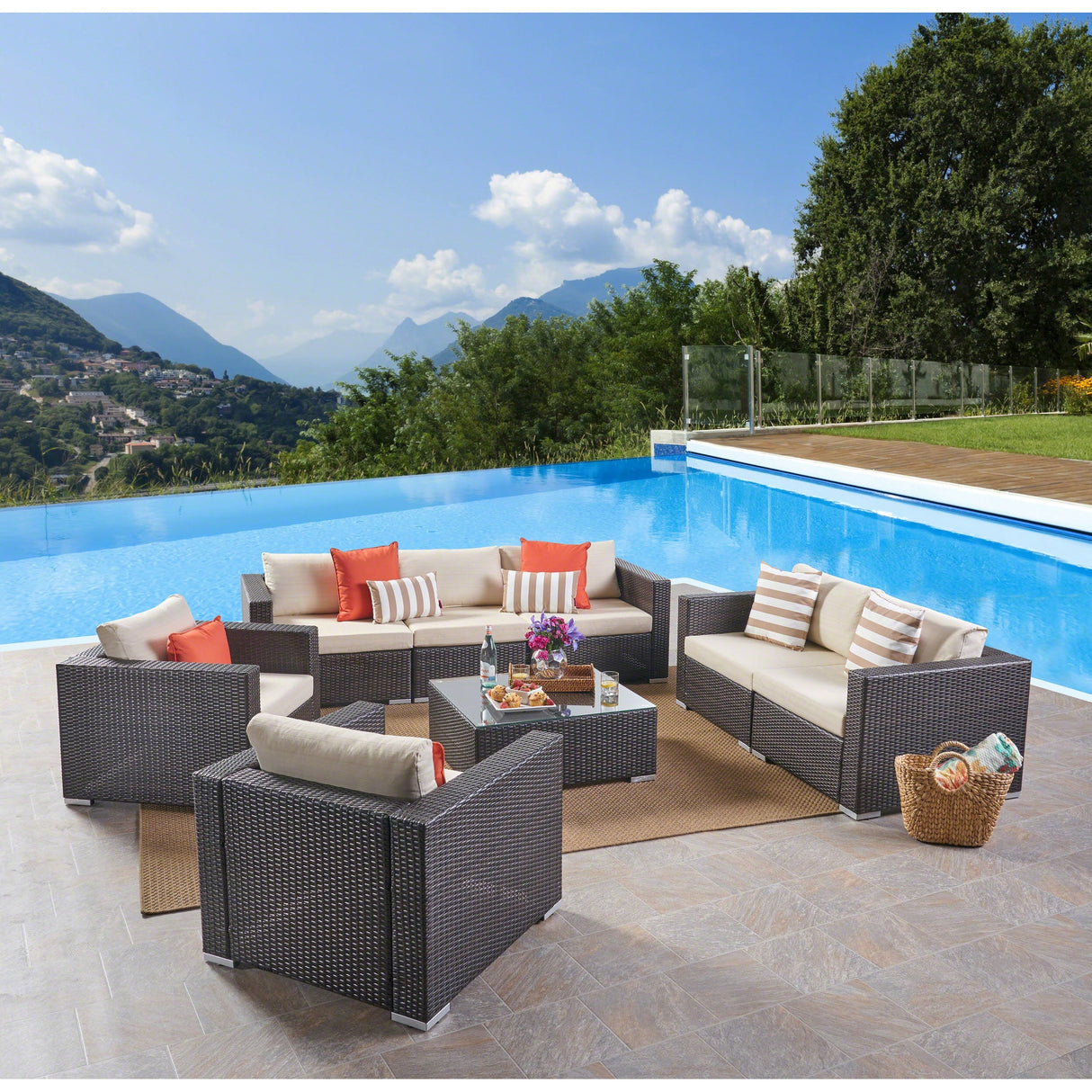Santa Rosa Outdoor 8-pc. Wicker Chat Set by Christopher Knight Home - 8 Piece Set