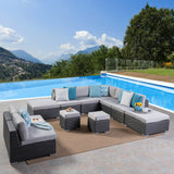 Santa Rosa Outdoor 7 Seater Wicker Sofa Sectional Set with Aluminum Frame and Cushions by Christopher Knight Home