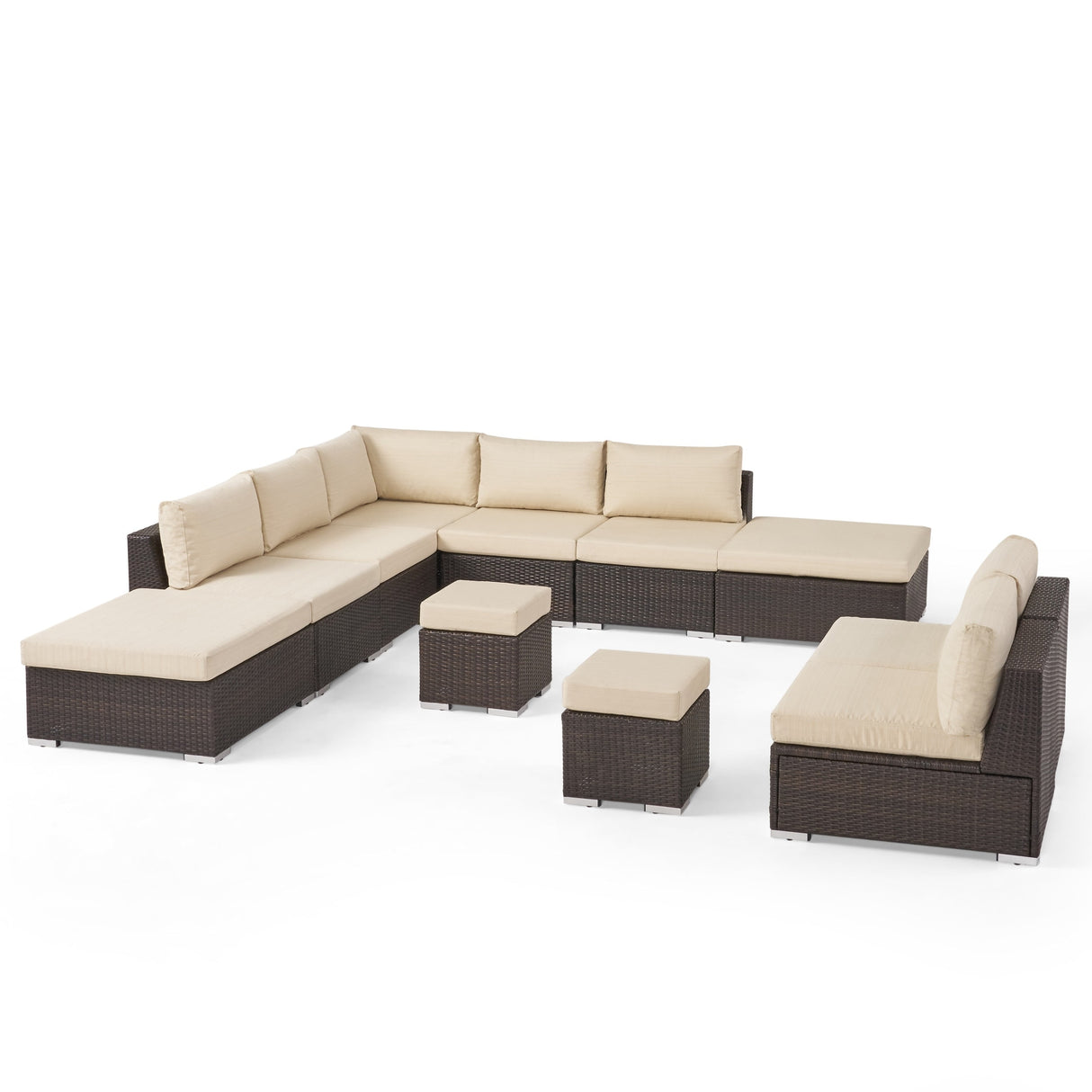 Santa Rosa Outdoor 7 Seater Wicker Sofa Sectional Set with Aluminum Frame and Cushions by Christopher Knight Home