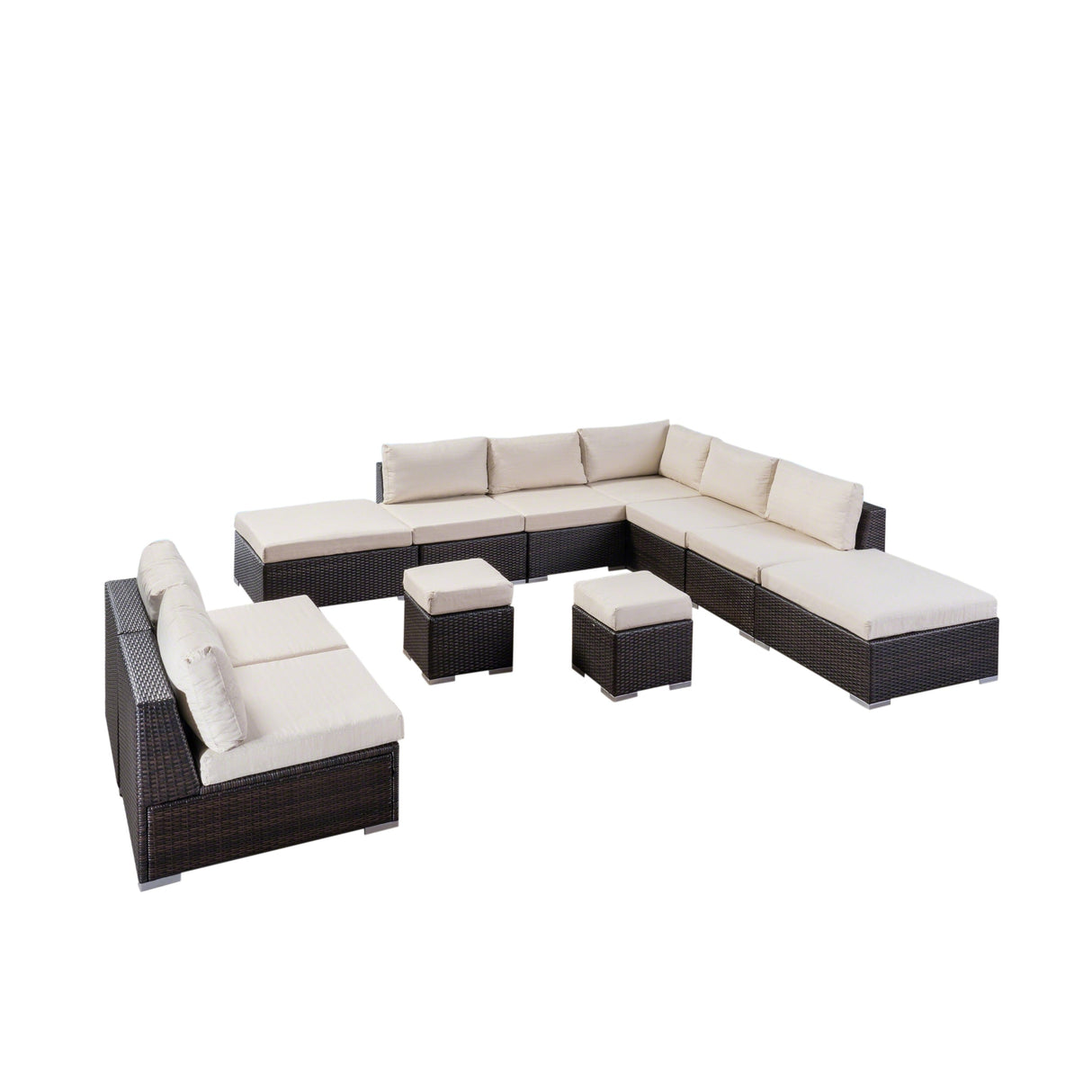 Santa Rosa Outdoor 7 Seater Wicker Sofa Sectional Set with Aluminum Frame and Cushions by Christopher Knight Home