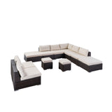 Santa Rosa Outdoor 7 Seater Wicker Sofa Sectional Set with Aluminum Frame and Cushions by Christopher Knight Home