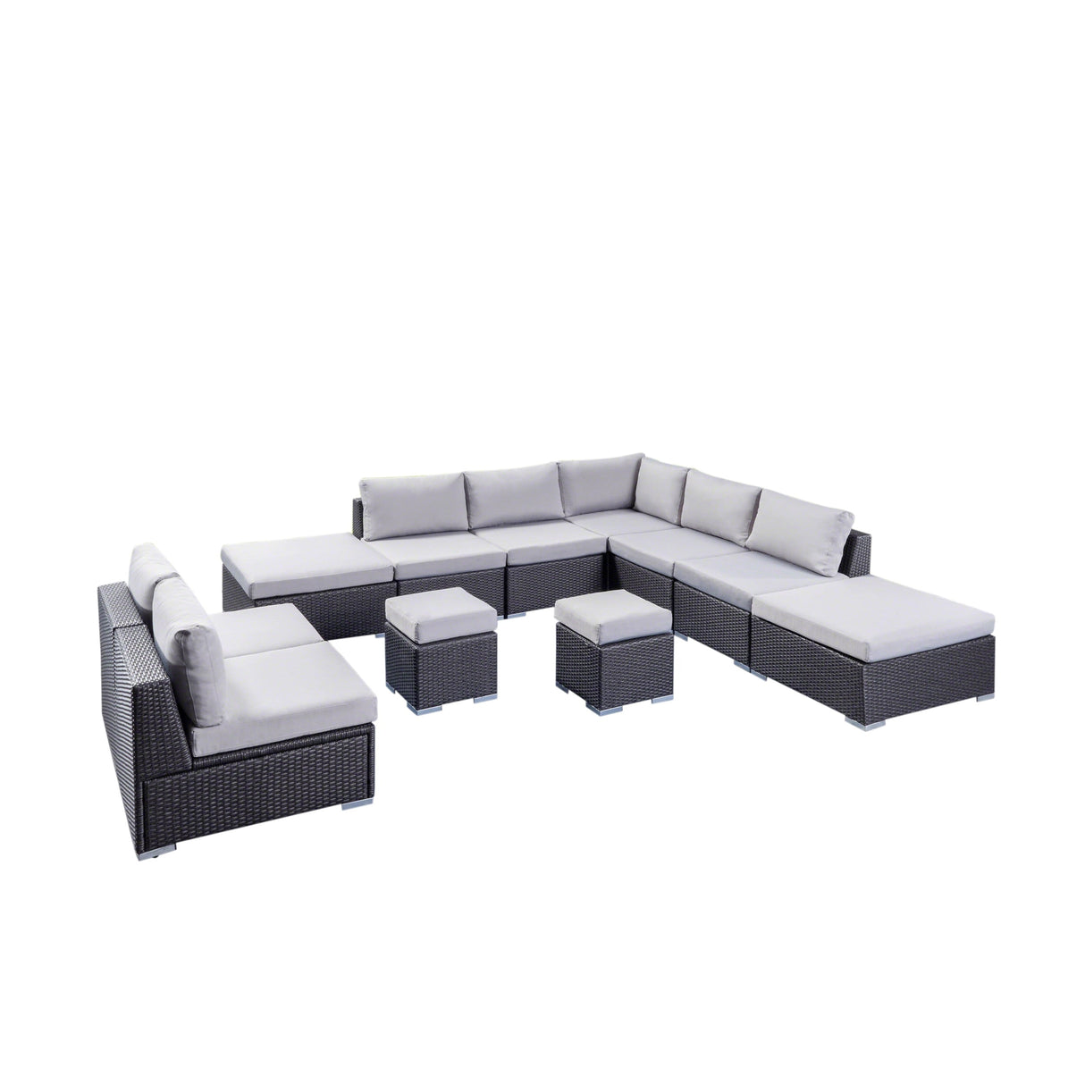 Santa Rosa Outdoor 7 Seater Wicker Sofa Sectional Set with Aluminum Frame and Cushions by Christopher Knight Home