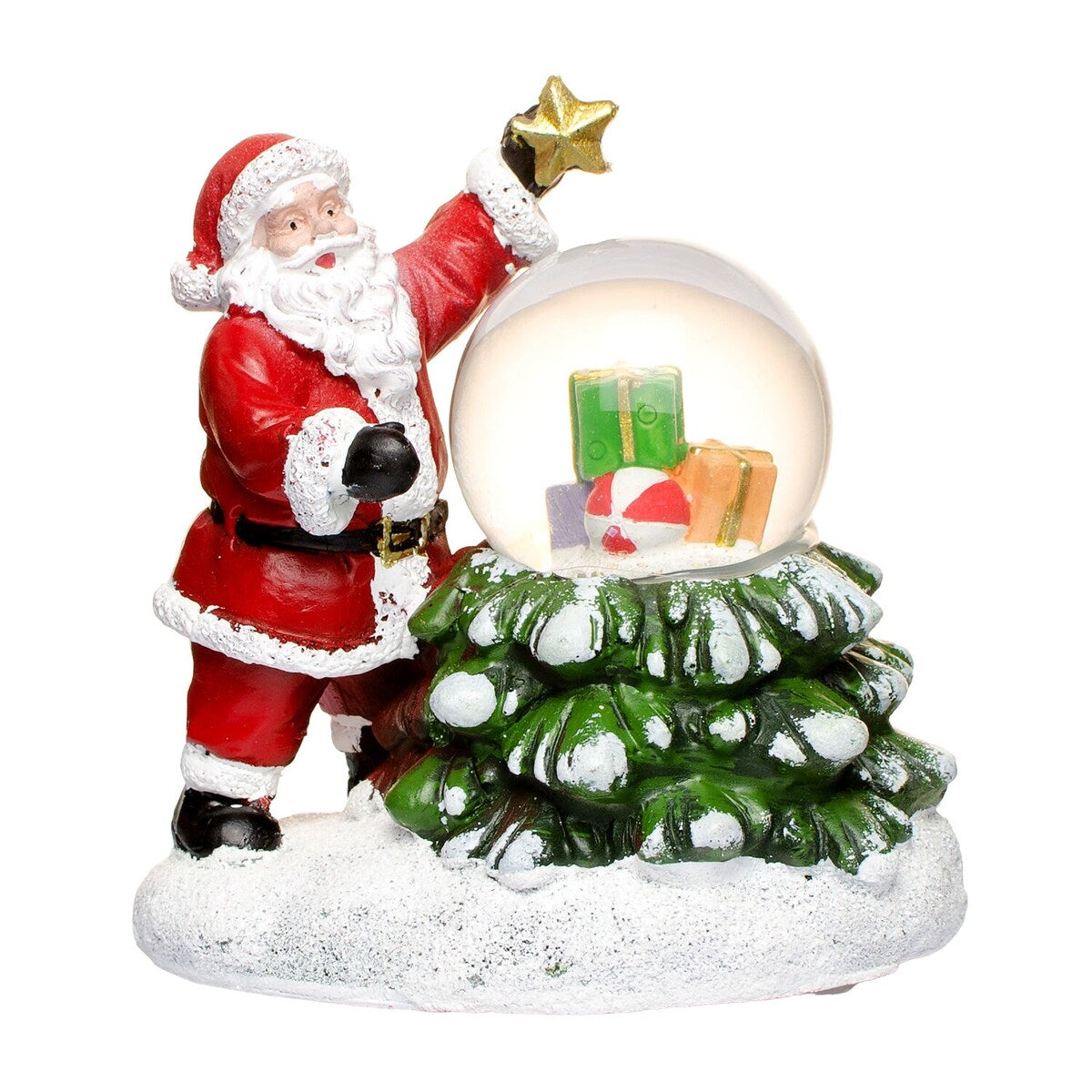 Santa with Christmas Tree Snow Globe LED Christmas Decor
