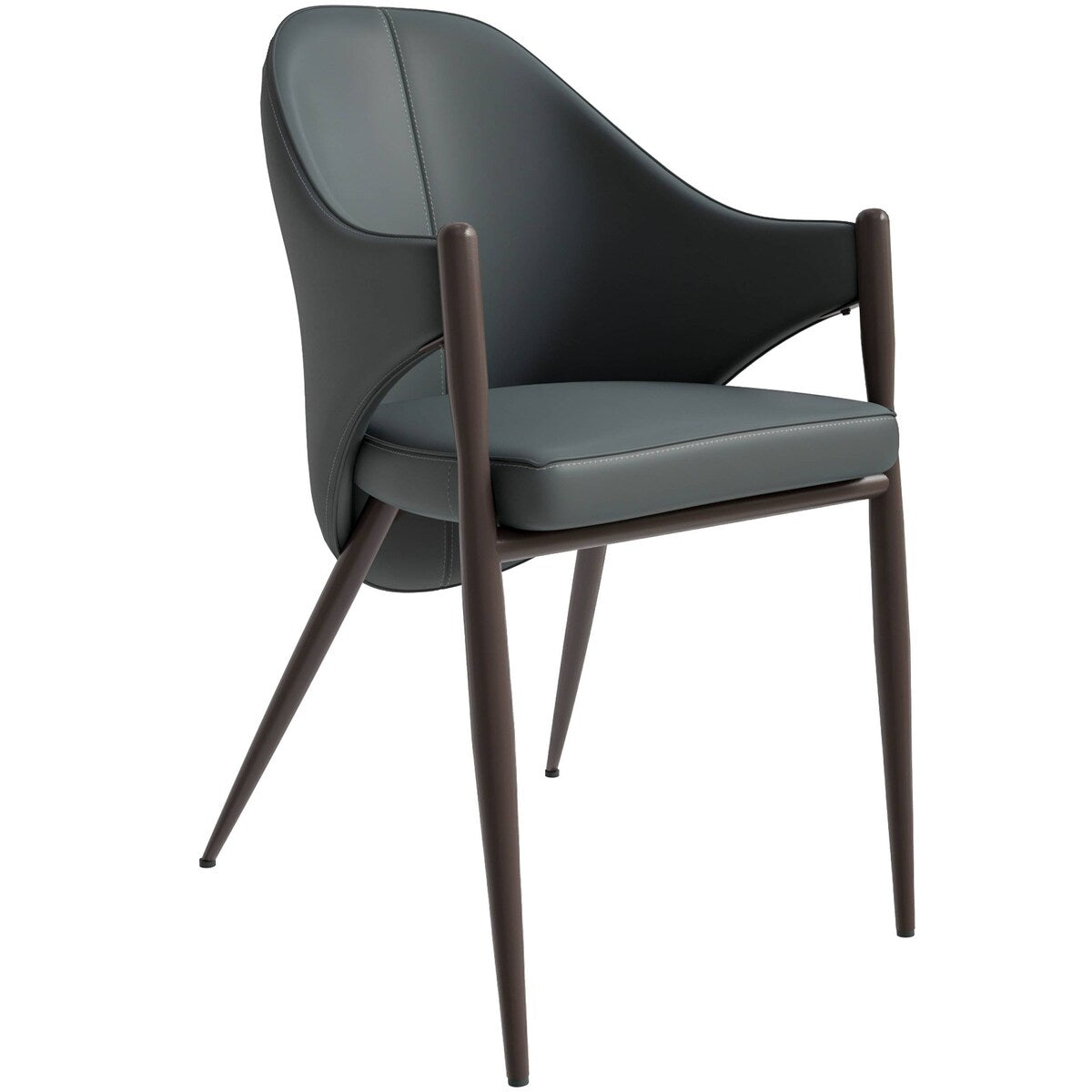Sante Upholstered Leather Dining Chair with Powder Coated Steel Legs by LeisureMod