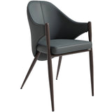 Sante Upholstered Leather Dining Chair with Powder Coated Steel Legs by LeisureMod