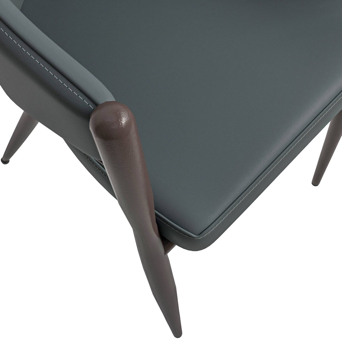 Sante Upholstered Leather Dining Chair with Powder Coated Steel Legs by LeisureMod