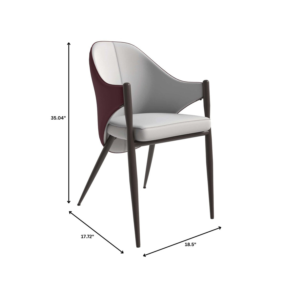Sante Upholstered Leather Dining Chair with Powder Coated Steel Legs by LeisureMod