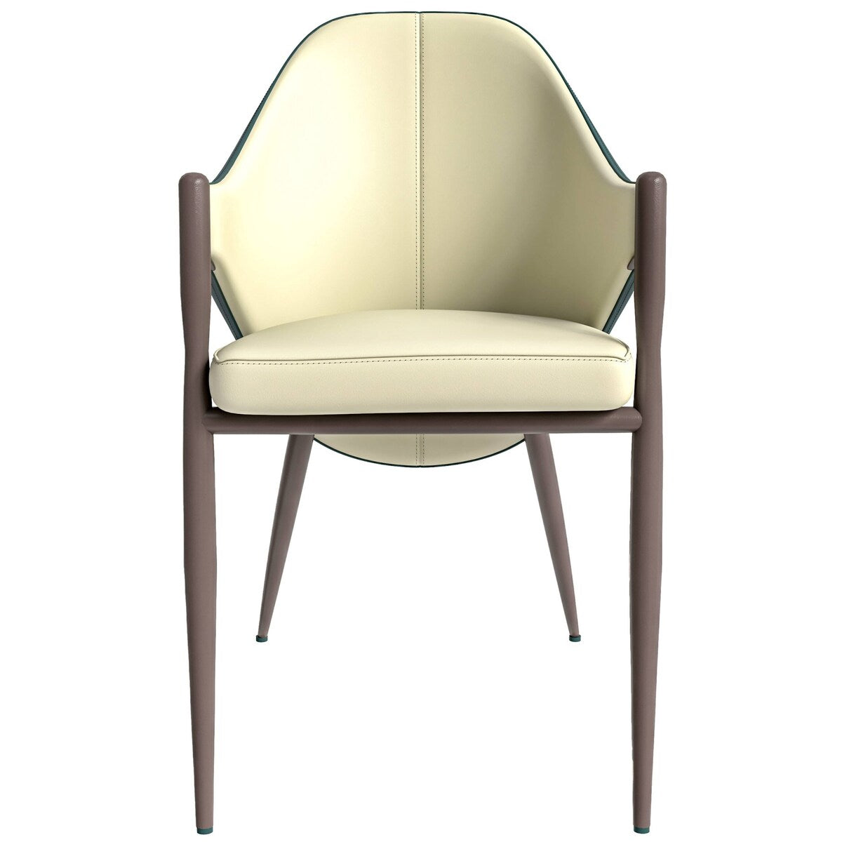Sante Upholstered Leather Dining Chair with Powder Coated Steel Legs by LeisureMod