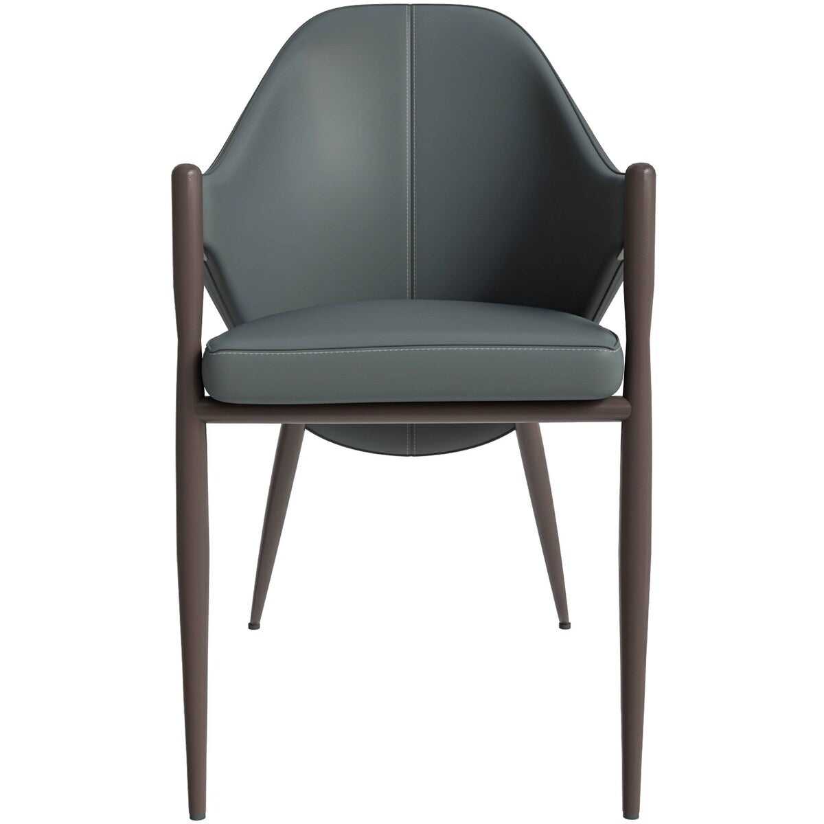 Sante Upholstered Leather Dining Chair with Powder Coated Steel Legs by LeisureMod