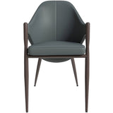 Sante Upholstered Leather Dining Chair with Powder Coated Steel Legs by LeisureMod