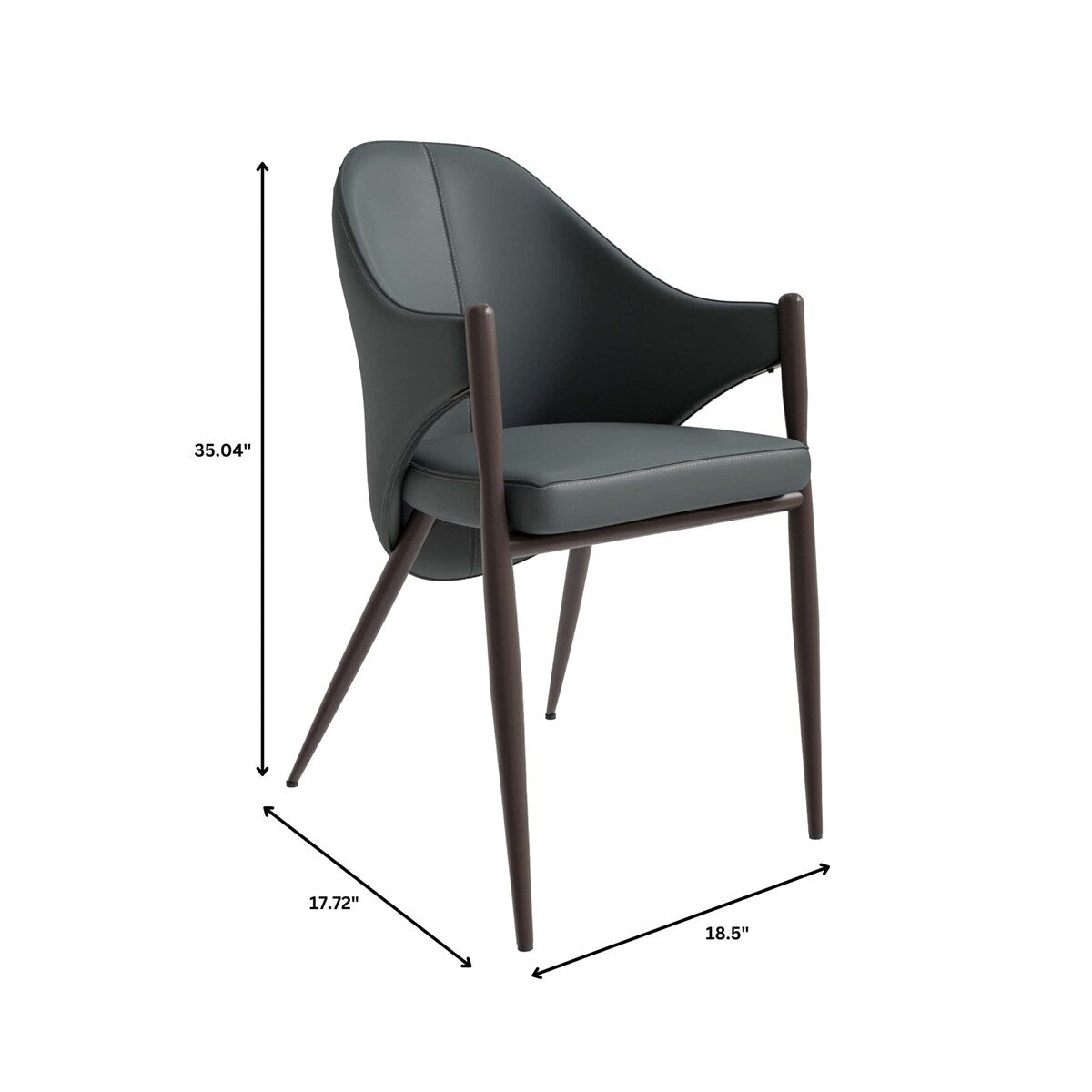 Sante Upholstered Leather Dining Chair with Powder Coated Steel Legs by LeisureMod