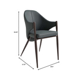 Sante Upholstered Leather Dining Chair with Powder Coated Steel Legs by LeisureMod