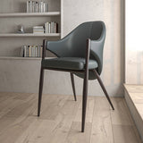 Sante Upholstered Leather Dining Chair with Powder Coated Steel Legs by LeisureMod