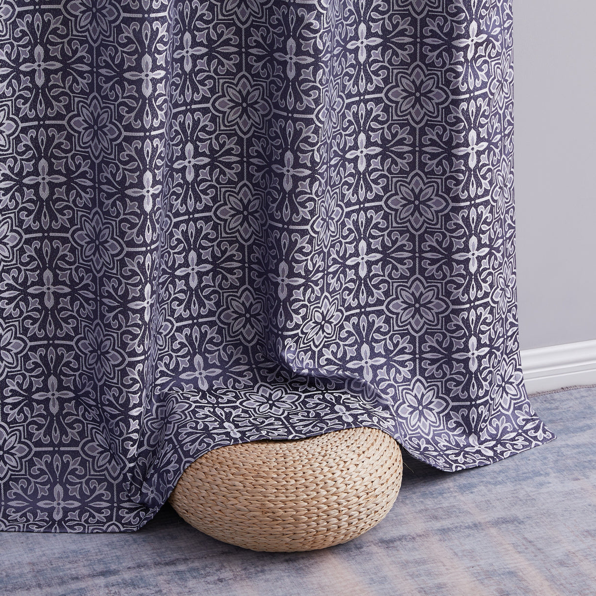 HLC.me Mia Tile 100% Complete Blackout Thermal Insulated Heat/Cold/UV Blocking Grommet Curtain Panels - Pair