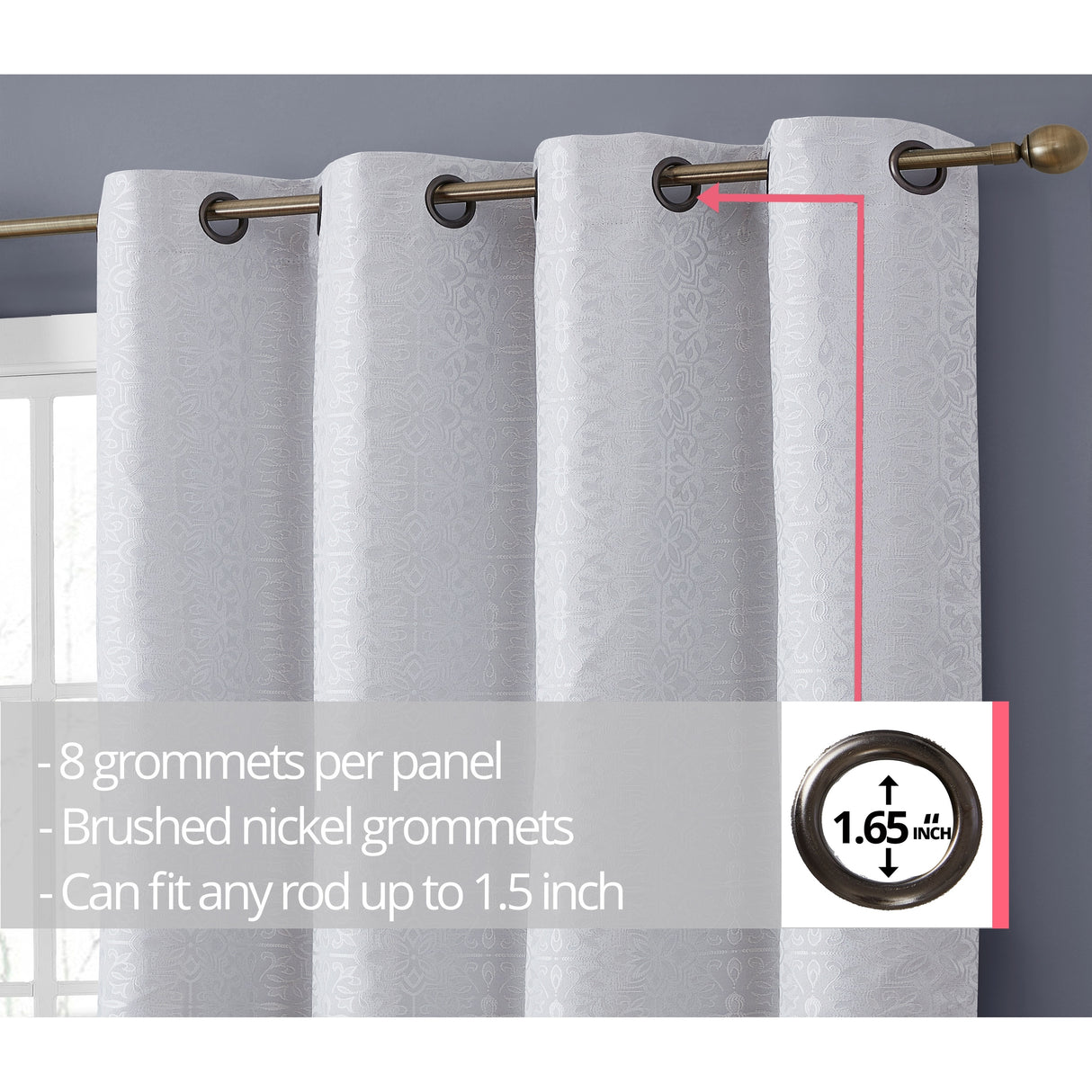 HLC.me Mia Tile 100% Complete Blackout Thermal Insulated Heat/Cold/UV Blocking Grommet Curtain Panels - Pair