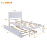 Sapace-saving Wooden Twin Size Platform Bed with Trundle and Headboard