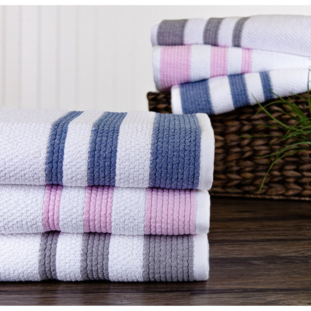 Sapphire Resort Caycee Textured Vintage Border Ensemble - 6 Piece Towel Set