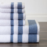 Sapphire Resort Caycee Textured Vintage Border Ensemble - 6 Piece Towel Set