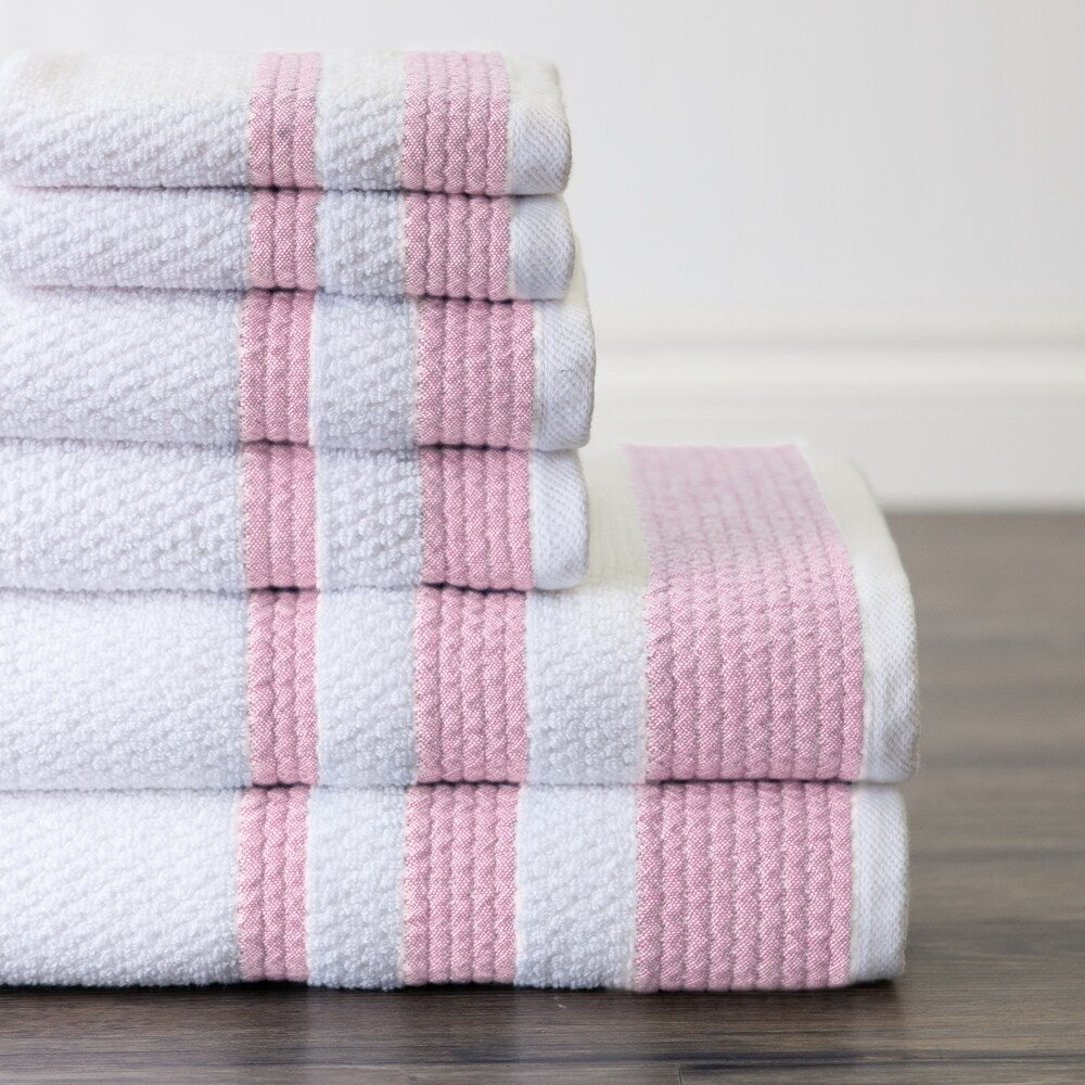 Sapphire Resort Caycee Textured Vintage Border Ensemble - 6 Piece Towel Set