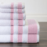 Sapphire Resort Caycee Textured Vintage Border Ensemble - 6 Piece Towel Set