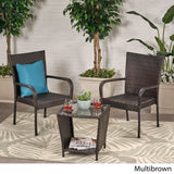 Sarah Outdoor 3-piece Square Wicker Bistro Chat Set by Christopher Knight Home