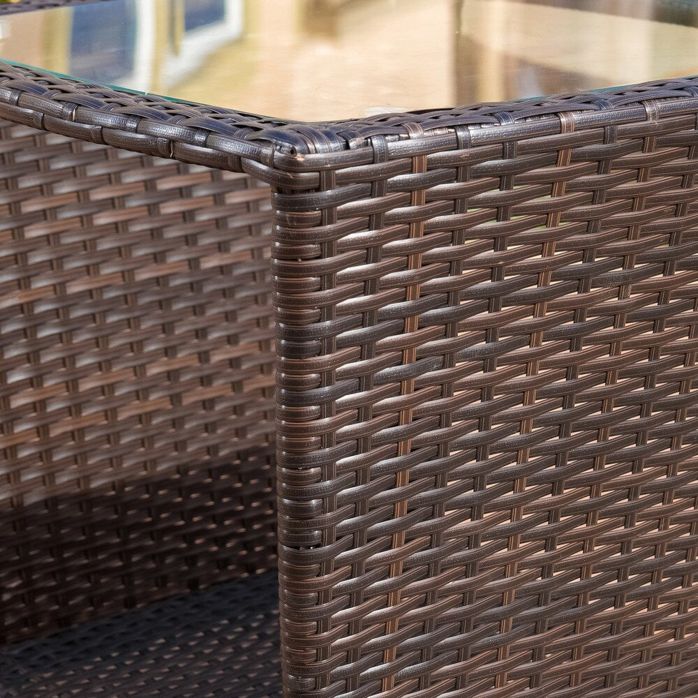 Sarah Outdoor 3-piece Square Wicker Bistro Chat Set by Christopher Knight Home