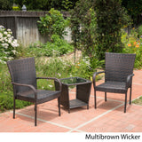 Sarah Outdoor 3-piece Square Wicker Bistro Chat Set by Christopher Knight Home