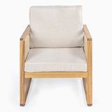 Saranac Mid-Century Modern Roped Acacia Wood Outdoor Patio Chair with Cushions, (Set of 2) by JONATHAN Y