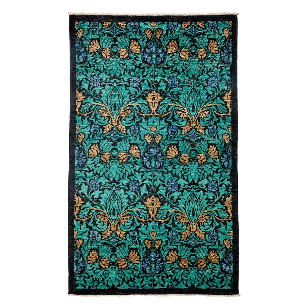 Overton Arts & Crafts, One-of-a-Kind Hand-Knotted Area Rug - Black, 4' 10" x 8' 0" - 4'10" x 8'/Surplus