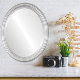 Saratoga Framed Oval Mirror in Silver Spray
