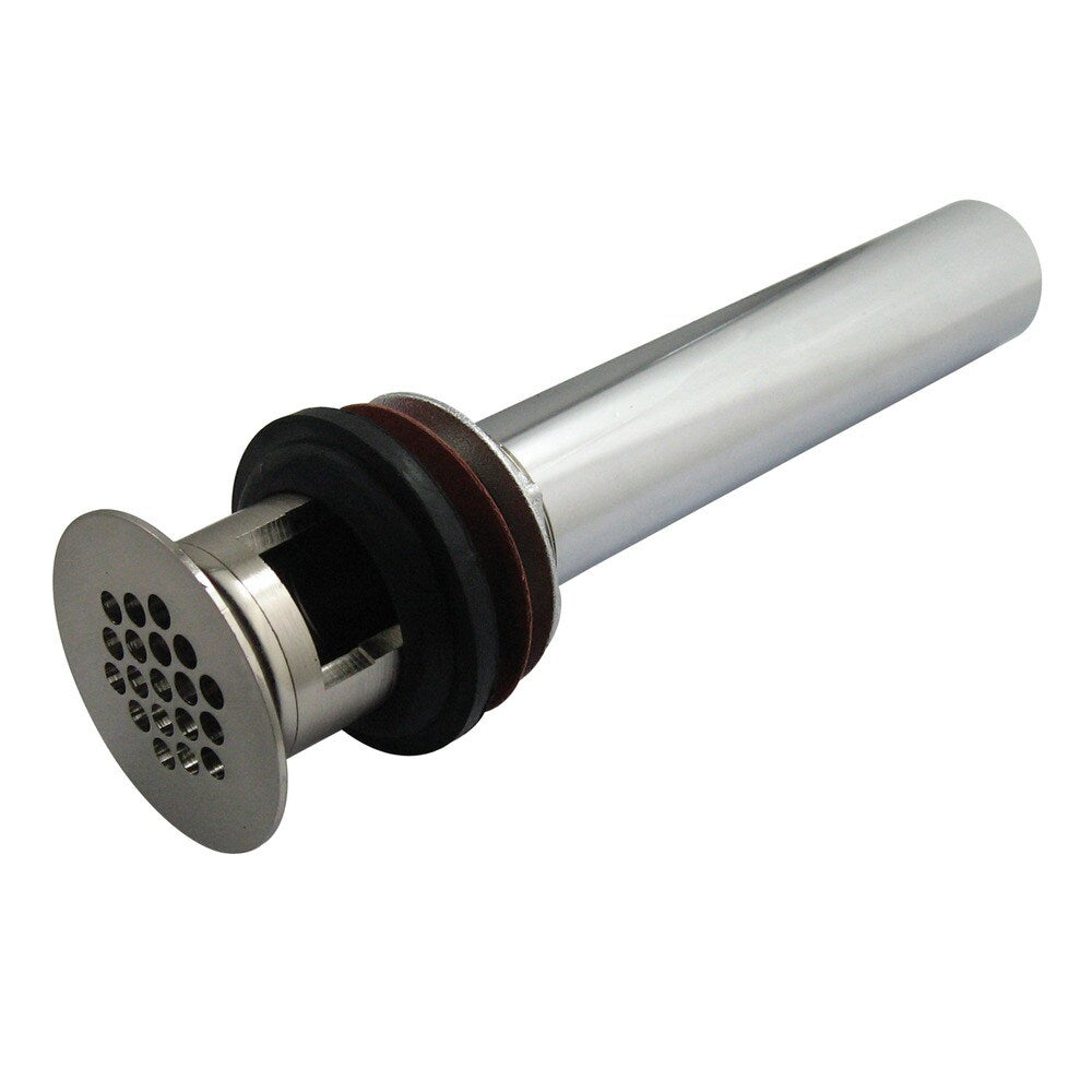 Brushed Nickel Vessel Sink Drain Permanent Grid Strainer with Overflow