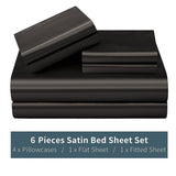 Satin Sheets King(6 Pieces, Taupe)Luxury Silky Satin Bed Sheets King Bedding Set,1 Satin Fitted Sheet 1 Flat Sheet 4 Pillow