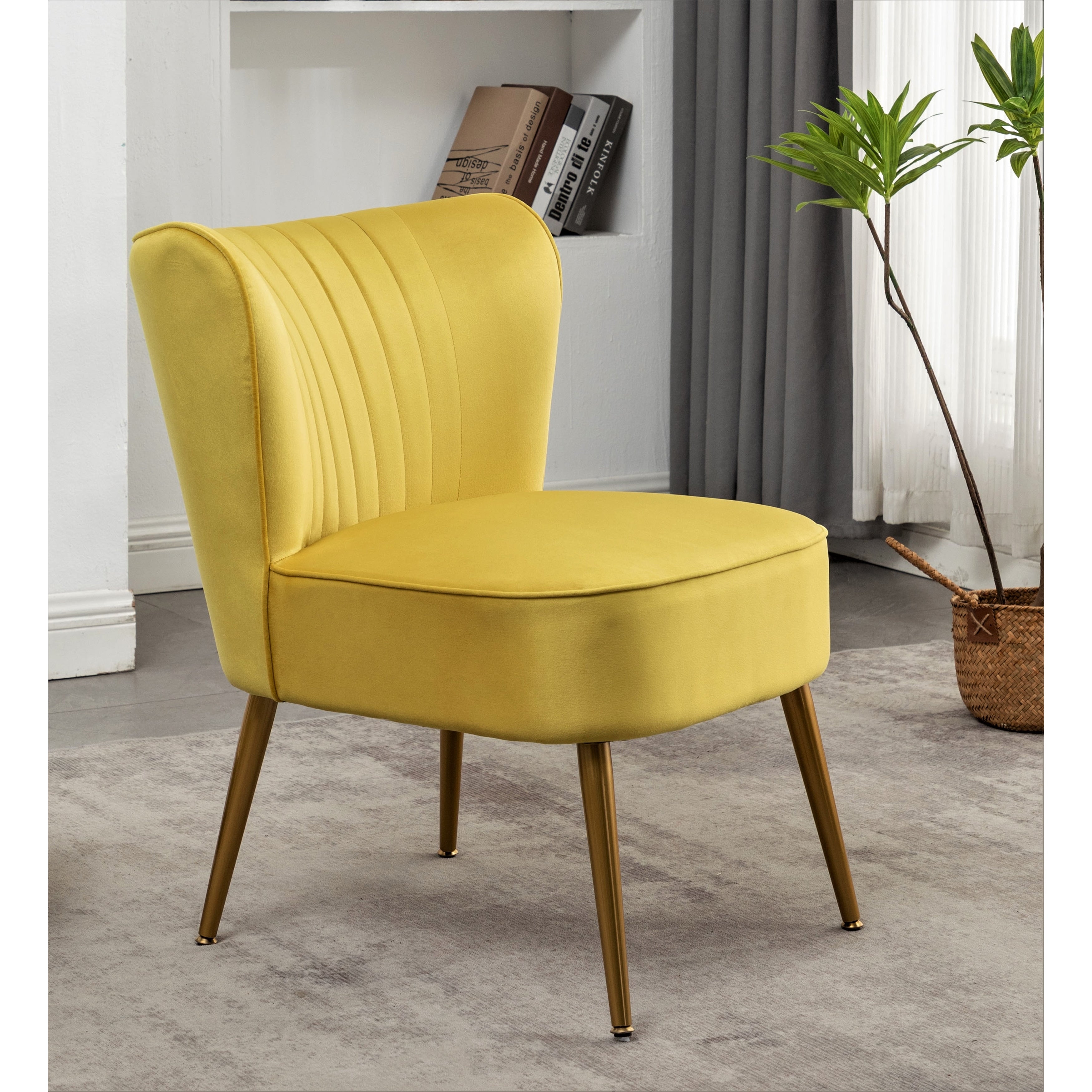 Sauter 23.2 Wide Mid Century Modern Microfiber Accent Chair Yellow