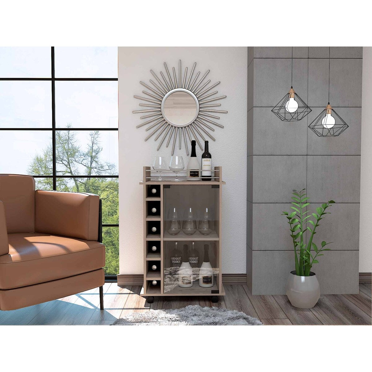 Savannah 6-Bottle 3-Shelf Bar Cart