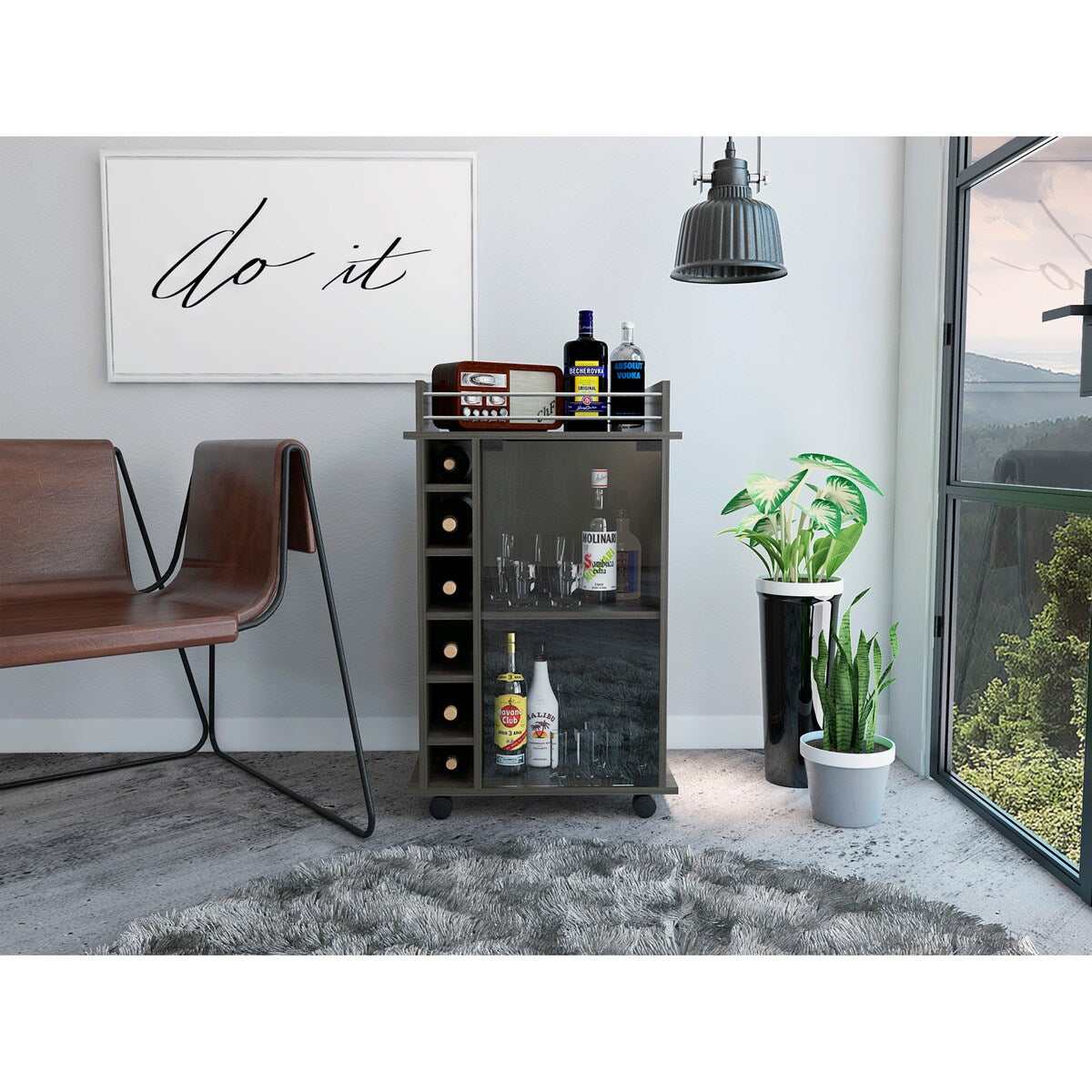 Savannah 6-Bottle 3-Shelf Bar Cart