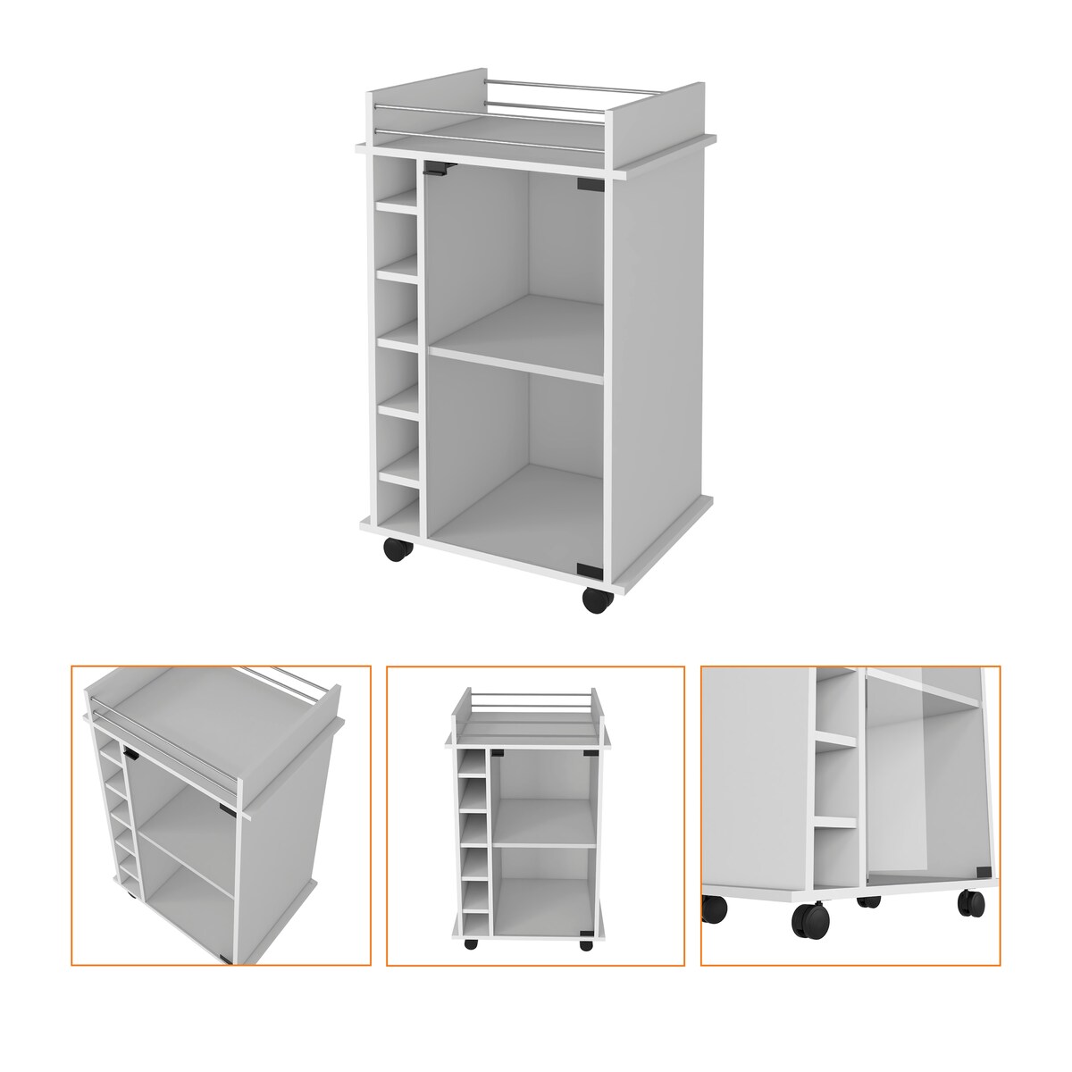 Savannah 6-Bottle 3-Shelf Bar Cart