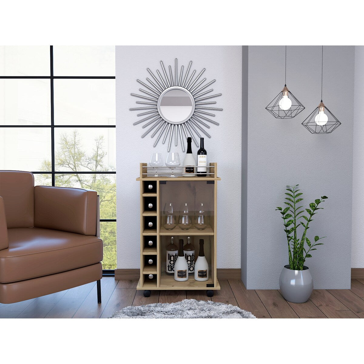 Savannah 6-Bottle 3-Shelf Bar Cart