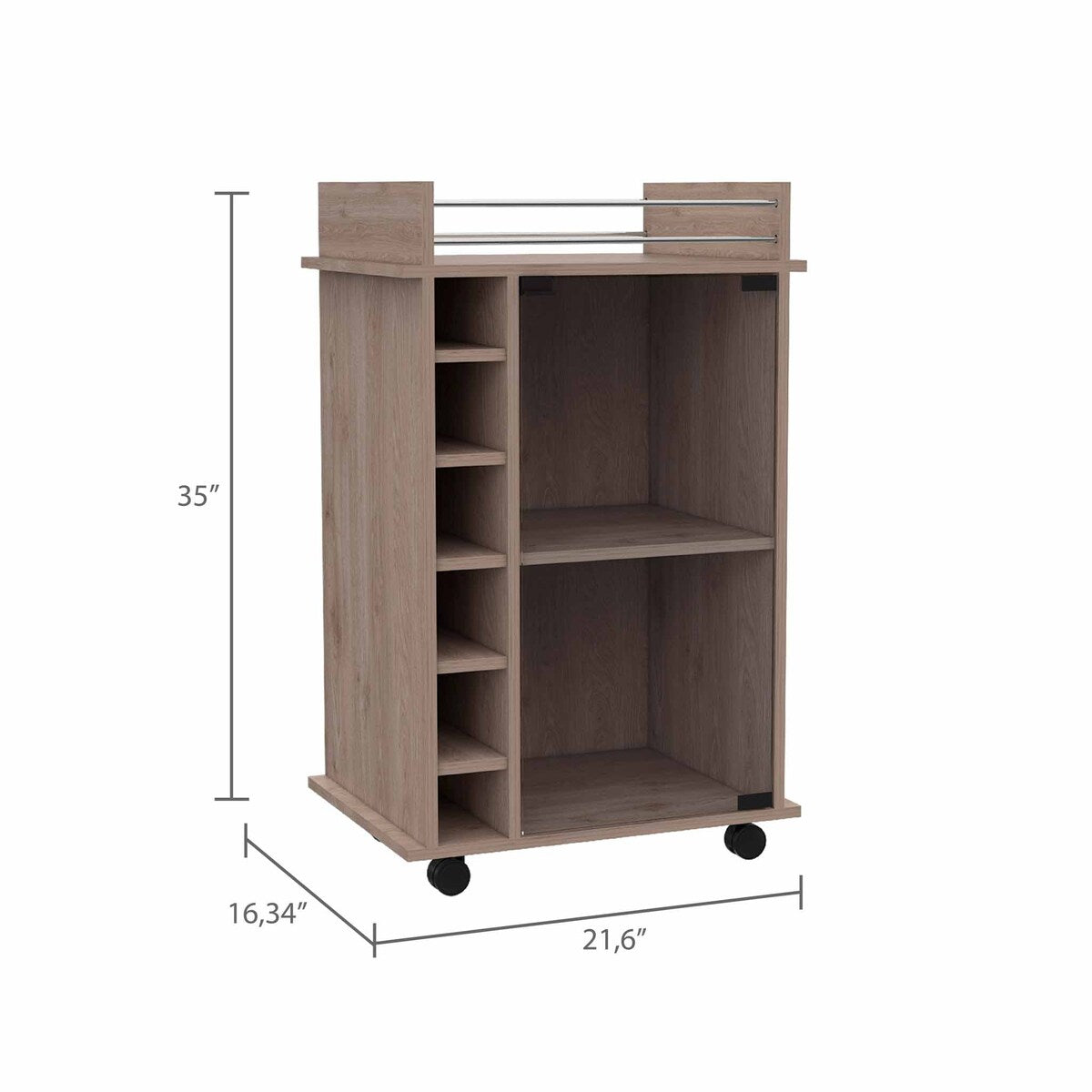 Savannah 6-Bottle 3-Shelf Bar Cart