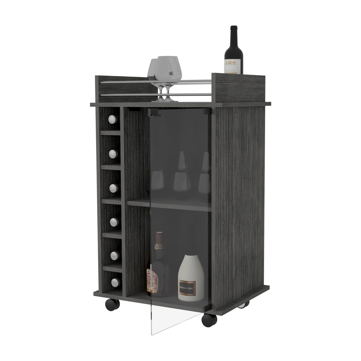 Savannah 6-Bottle 3-Shelf Bar Cart