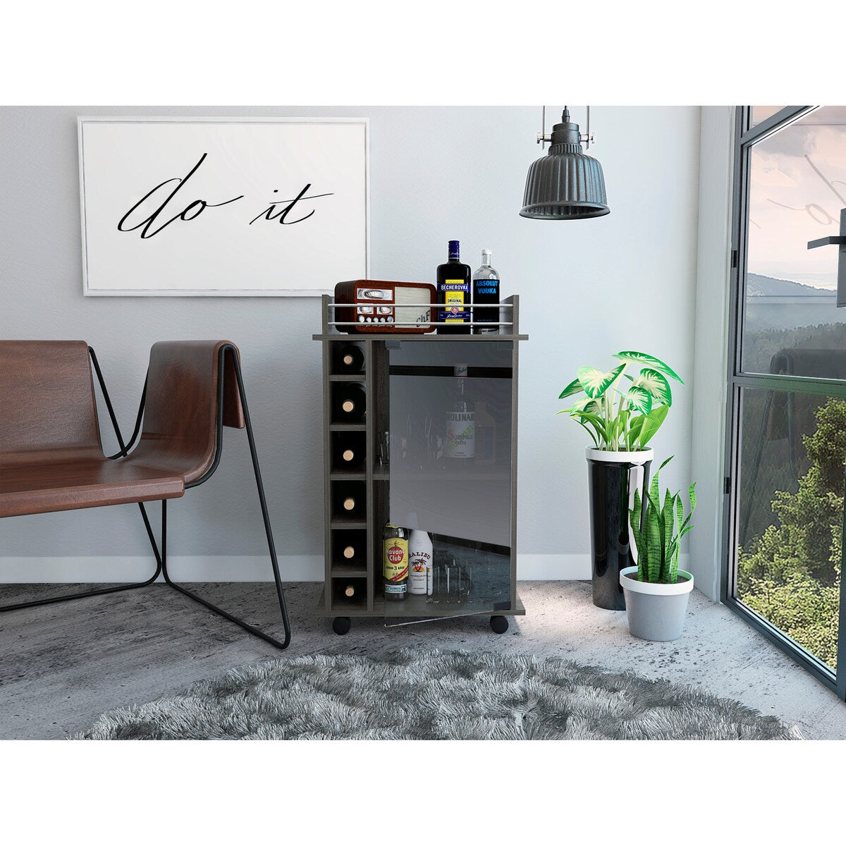 Savannah 6-Bottle 3-Shelf Bar Cart