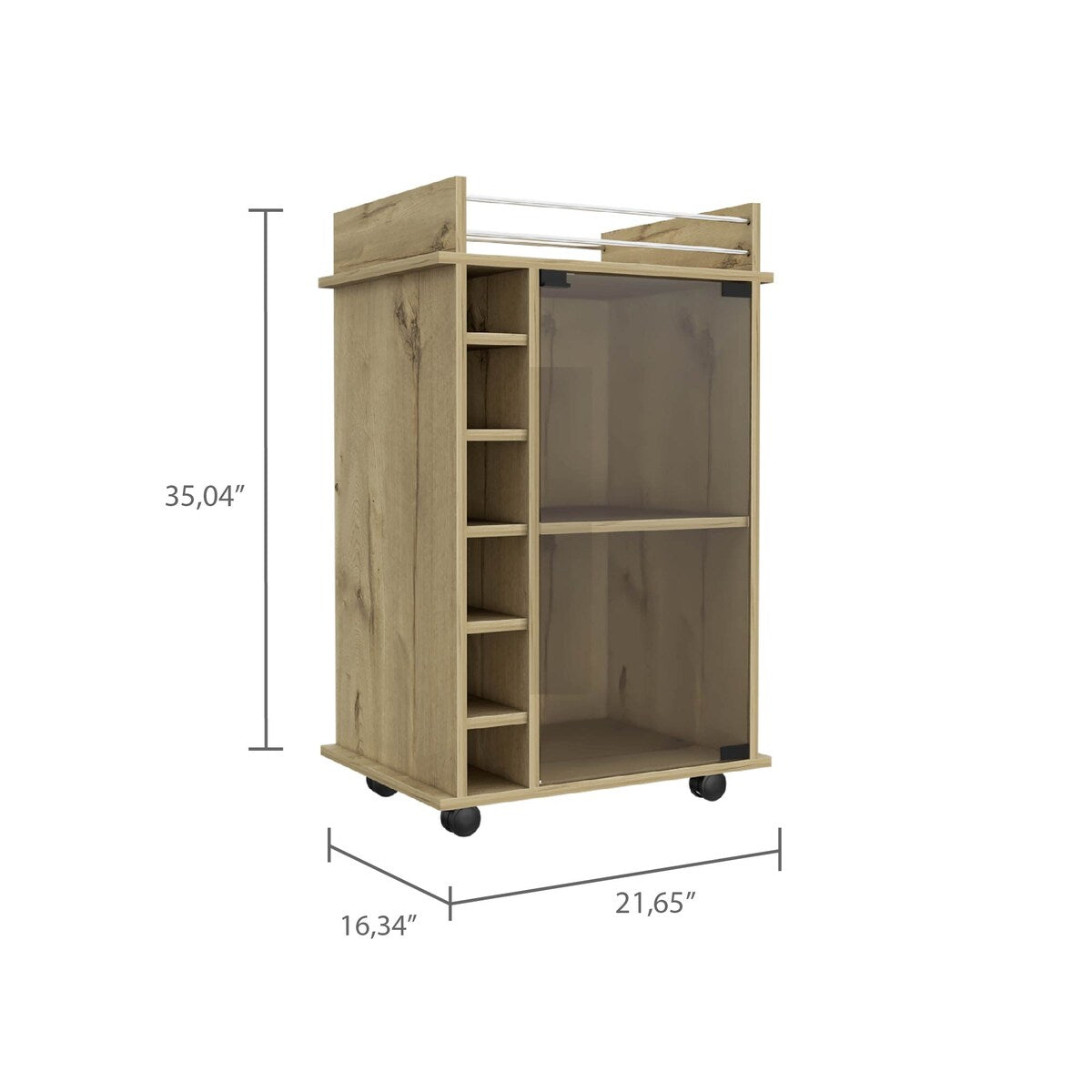 Savannah 6-Bottle 3-Shelf Bar Cart