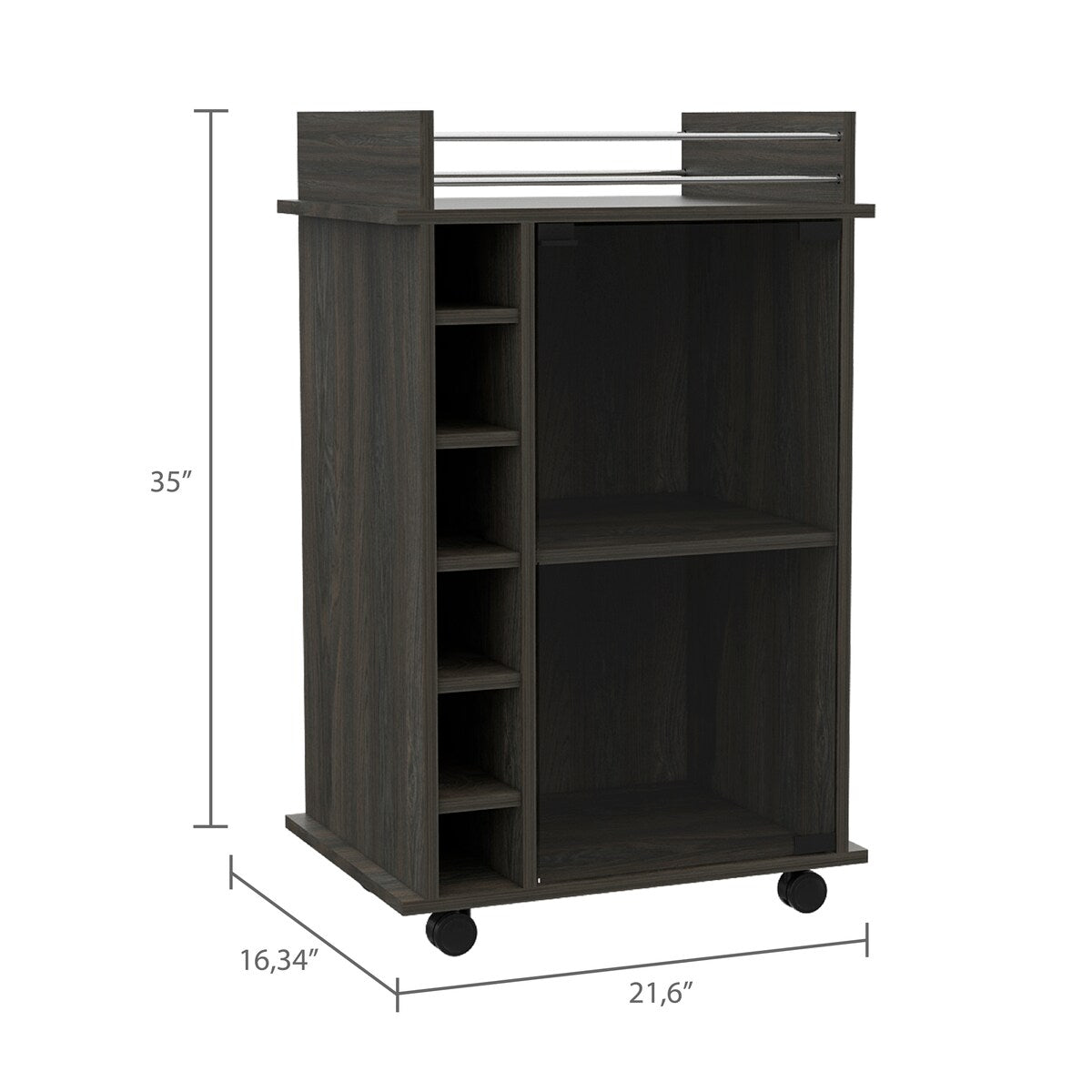 Savannah 6-Bottle 3-Shelf Bar Cart