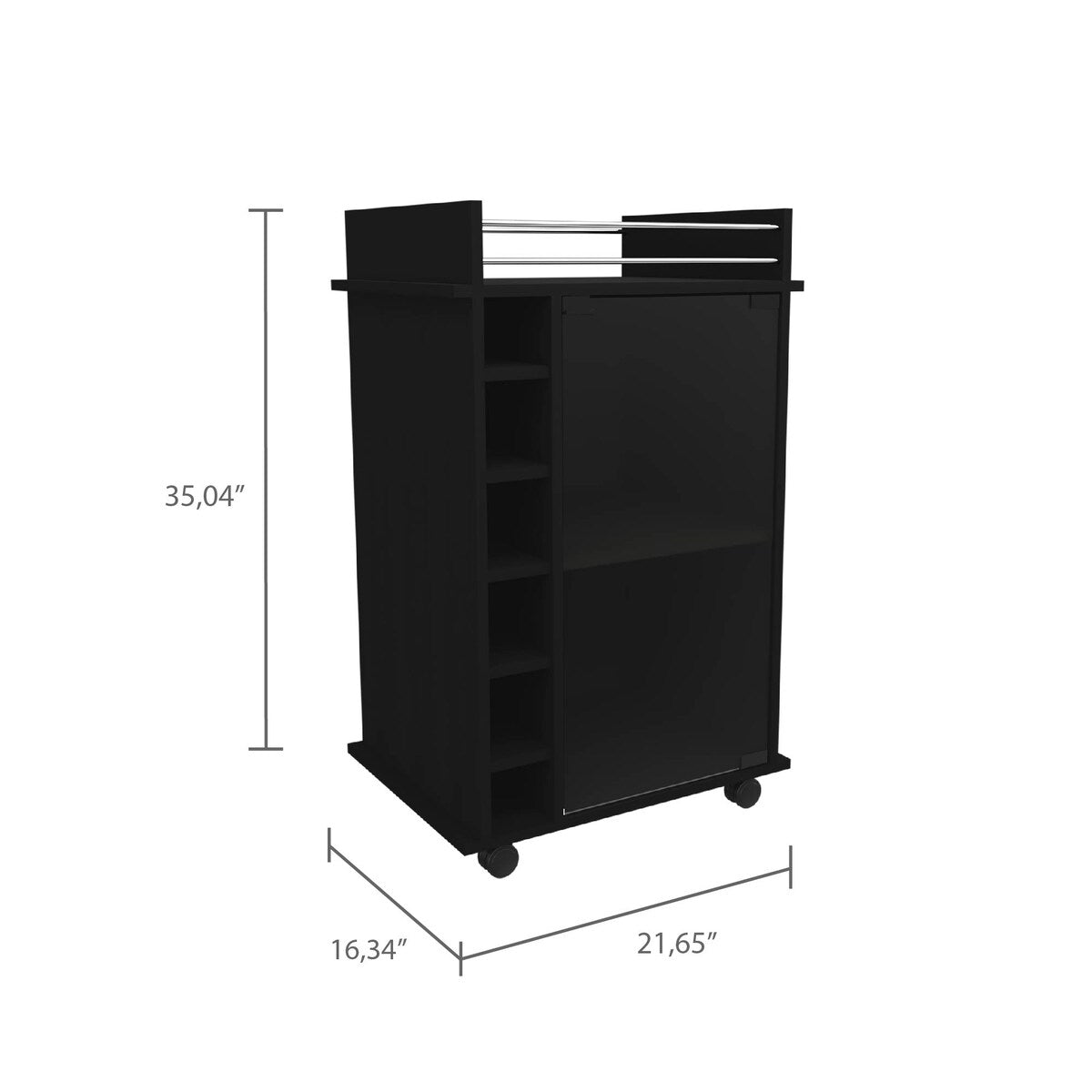 Savannah 6-Bottle 3-Shelf Bar Cart